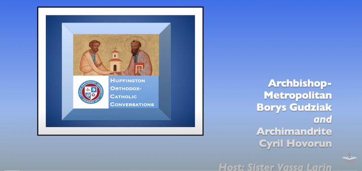 Huffington logo on blue background